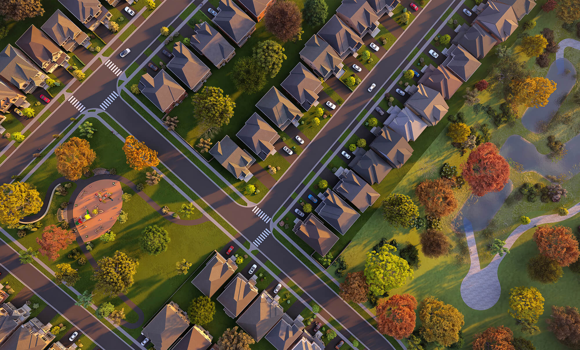 Birds eye view of neighbourhood