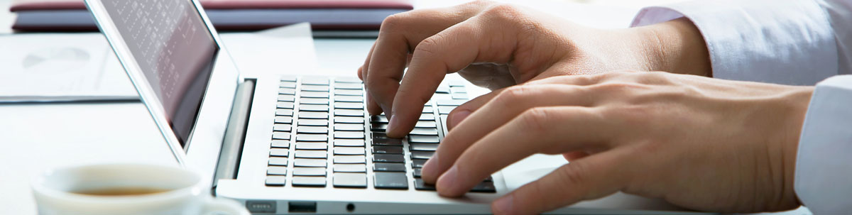 Typing on laptop keyboard